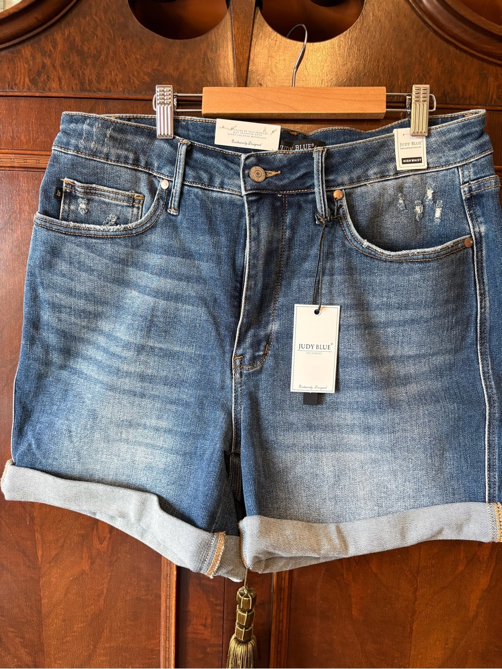 Judy Blue Medium Blue Roll-Cuff Denim Shorts